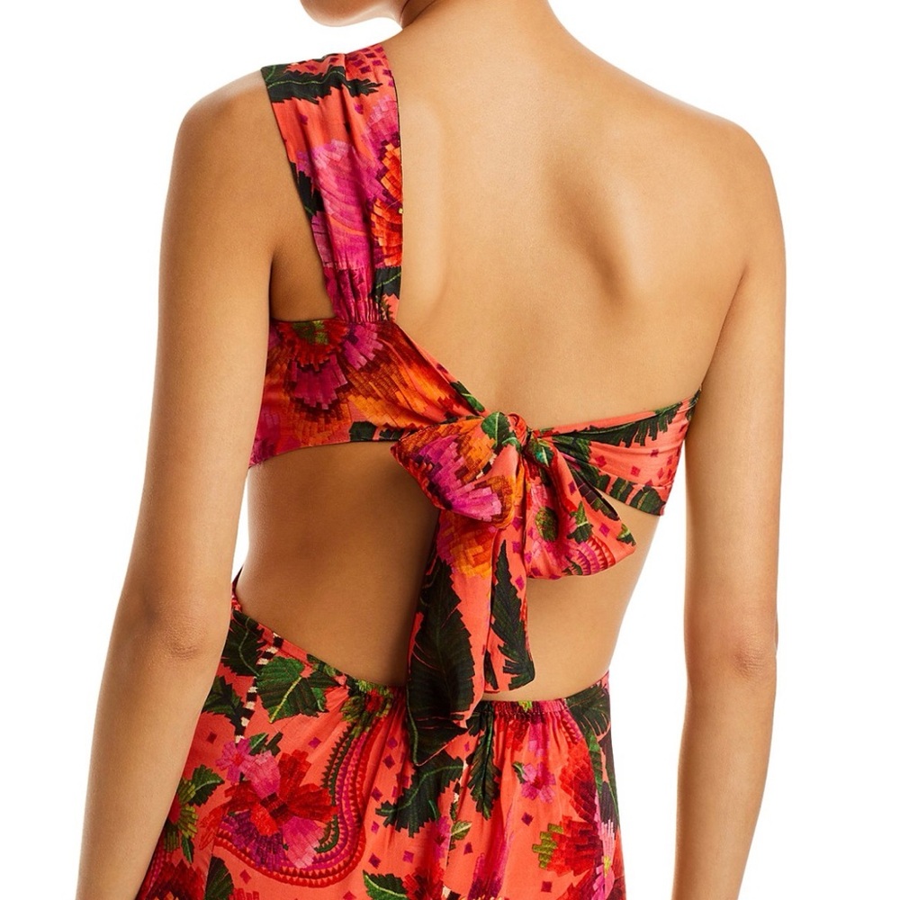 FARM Rio One-Shoulder Dress in Red and Pink Floral - Picture 3 of 5
